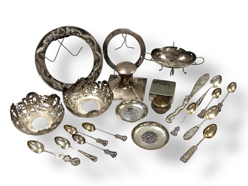 Lot 240 - An assortment of Chinese metalwares silver...