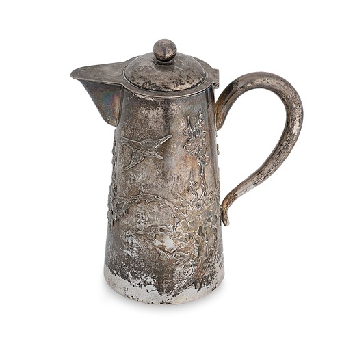 Lot 388 - An early 20th century Chinese export metalwares hot water jug