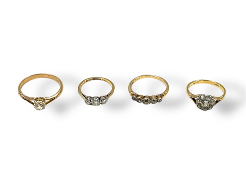 Lot 283 - Three diamond set rings assessed as 18ct gold,...