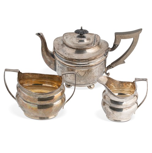 Lot 513 - An Edward VII and later silver harlequin 3-piece tea set