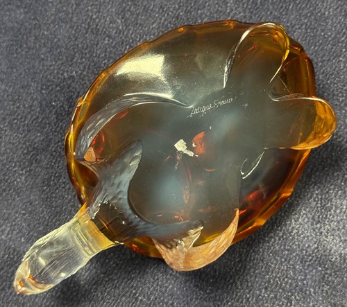 Lot 10 - Caroline, a modern Lalique amber and clear glass turtle