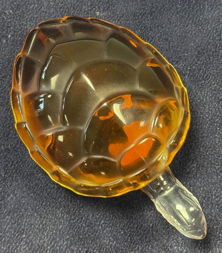 Lot 10 - Caroline, a modern Lalique amber and clear glass turtle