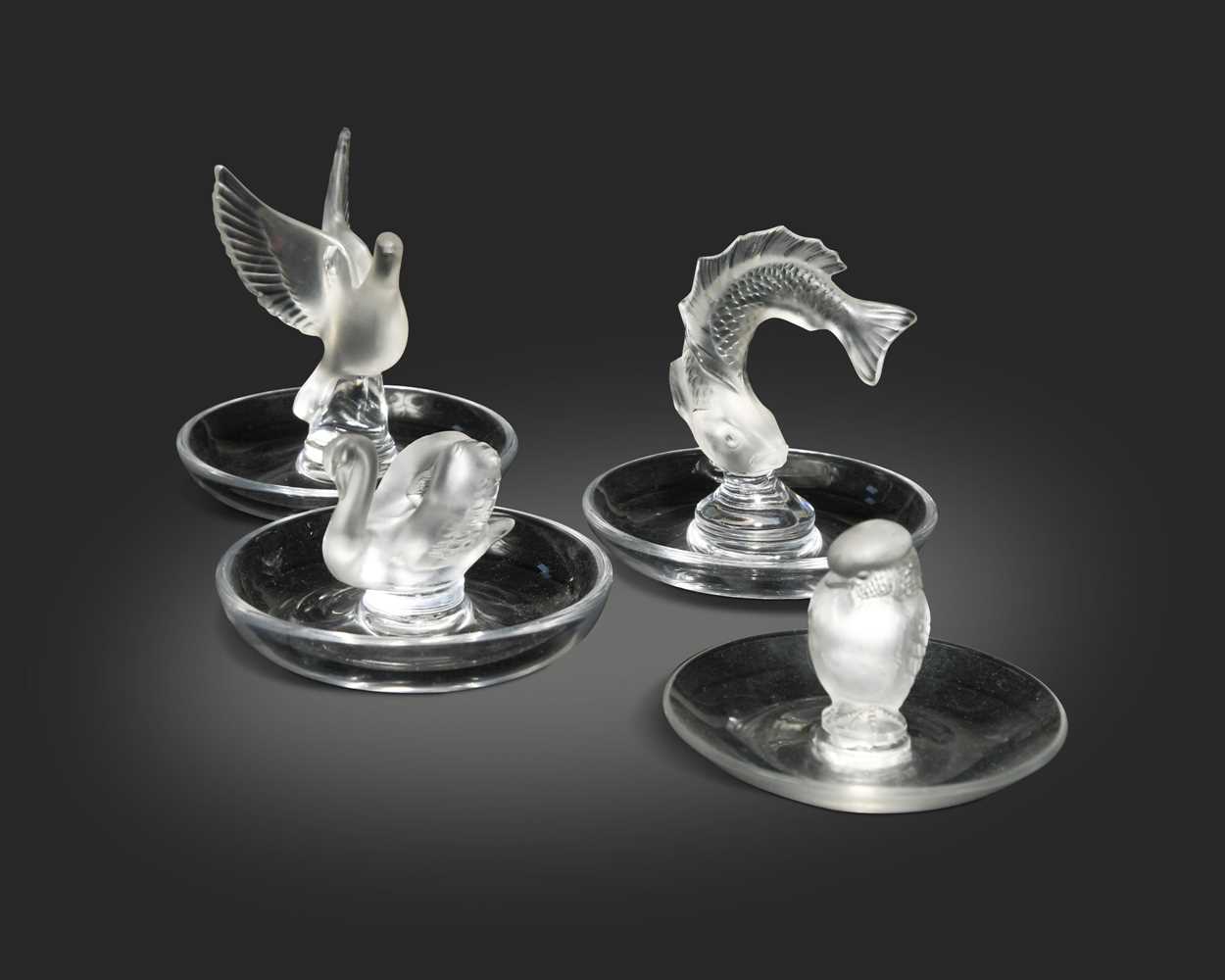 Lot 6 - Lalique, a group of four frosted and polished glass cendriers