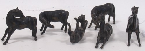Lot 133 - Six bronze miniature model horses from the...