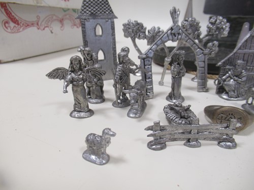 Lot 177 - A Czech miniature cast metal model crib scene,...