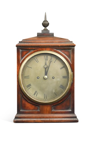 Lot 425 - A mahogany bracket clock with wall bracket, early 19th century