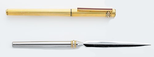 Lot 301 - Cartier - A 'Les Must De Cartier Trinity' fountain pen, together with a Tiffany letter opener