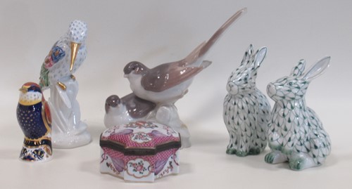 Lot 43 - Two Herend style models of rabbits, a Royal...