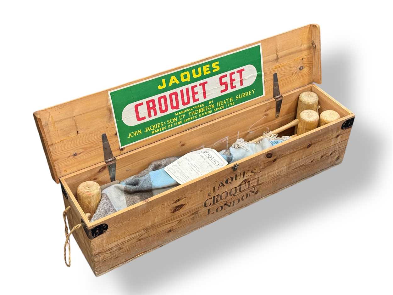Lot 624 - Jaques Croquet Set, the top stencilled with...