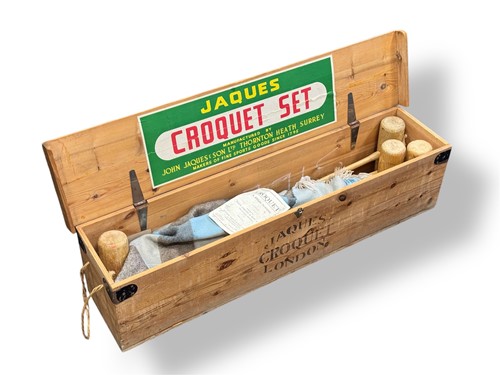 Lot 624 - Jaques Croquet Set, the top stencilled with...