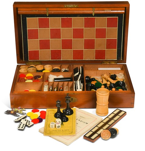 Lot 516 - A mahogany games compendium box, 19th century