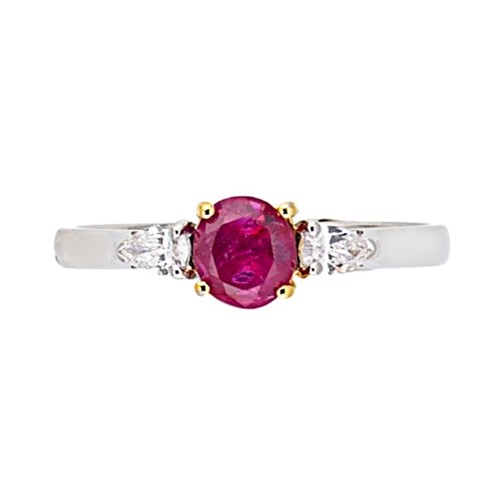 Lot 186 - A platinum Burmese ruby and diamond three stone ring