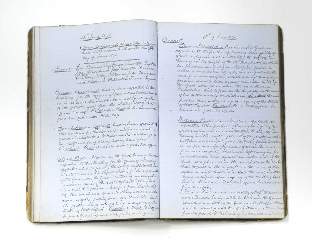 Lot 371 - Leeds (Armley) Gaol Minute Book of Meetings of the Justices for January 1866 to July 1875.