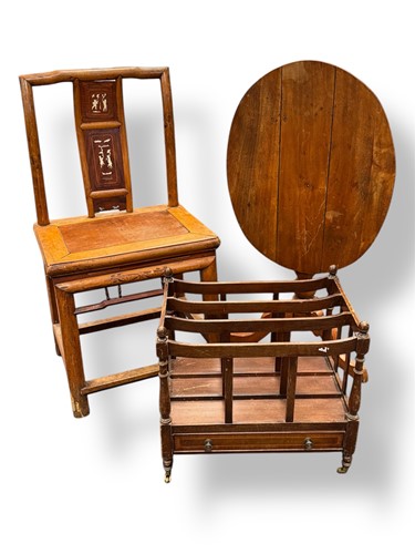 Lot 601 - A Chinese hard wood chair with bone inlay,...