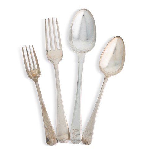 Lot 451 - A 46-piece harlequin set of George III silver flatware