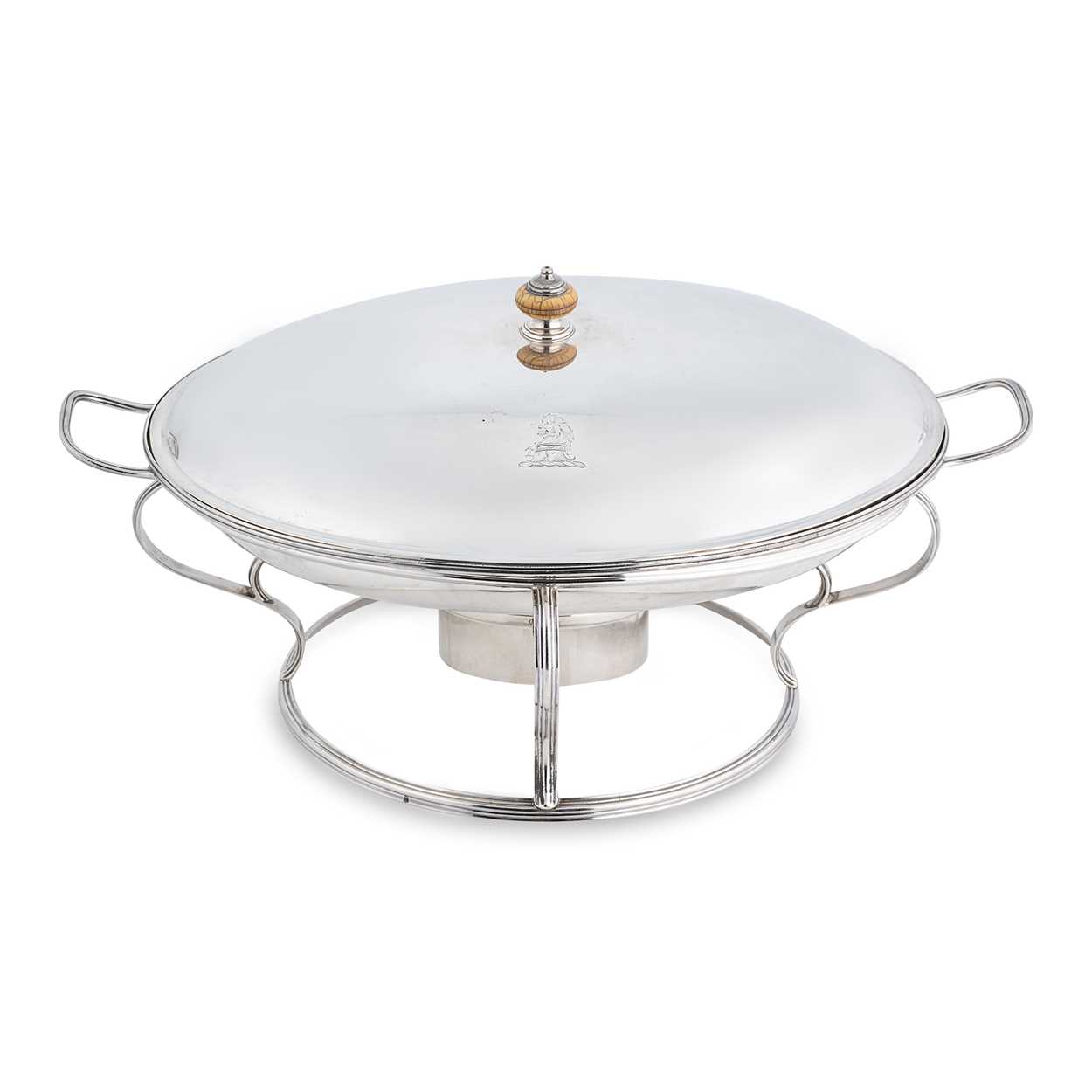 Lot 425 - A George III 18th century silver chafing dish and stand