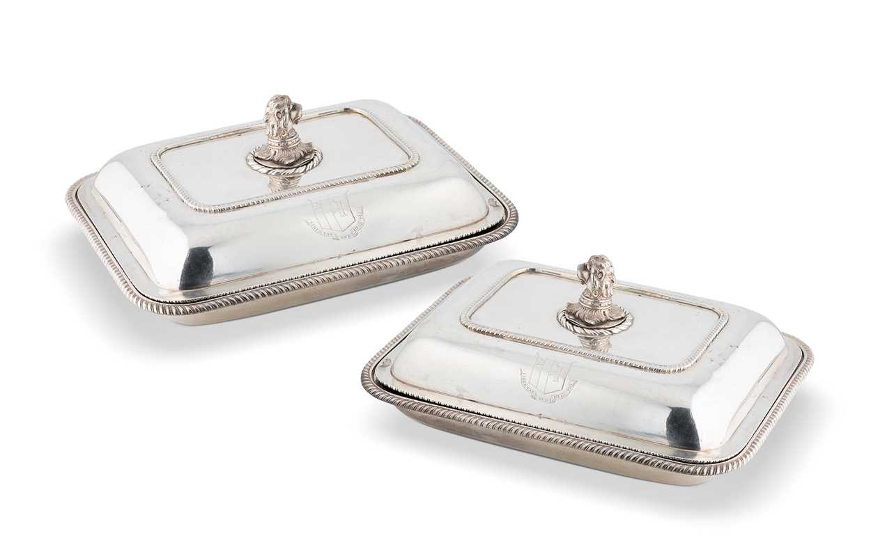 Lot 440 - A pair of George III silver entrée dishes, mark of Robert Garrard I