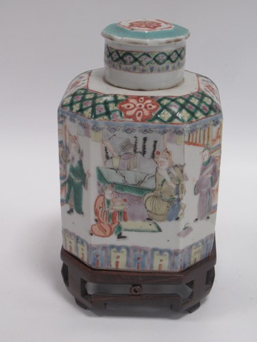 Lot 249 - A Chinese famille verte porcelain tea canister...