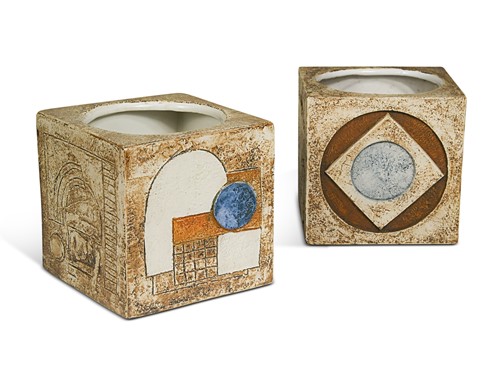 Lot 38 - Sue Kewell for Troika, two cube-form vases