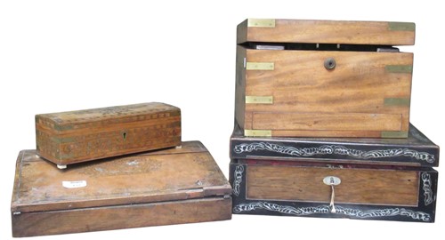 Lot 137 - A group of three boxes: a 19th century brass...