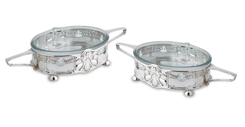 Lot 494 - A pair of Victorian silver Art Nouveau vegetable dishes