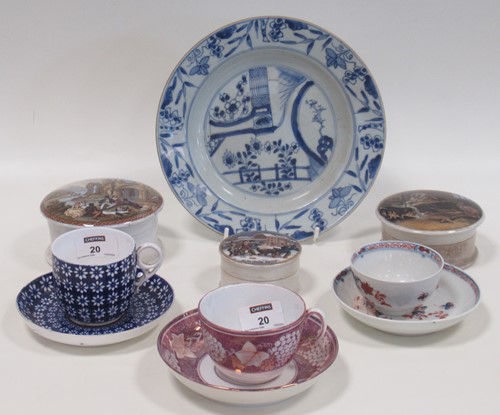 Lot 20 - Ceramics to include 18th century tea bowl and...