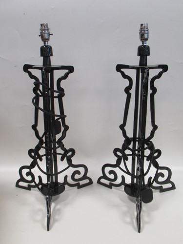 Lot 171 - A pair of modern black painted aluminium table...