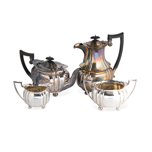 Lot 504 - An Edward VII silver 4-piece tea set