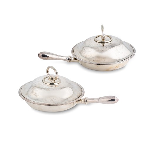 Lot 375 - A pair of late 19th century silver plated double skinned warming pans