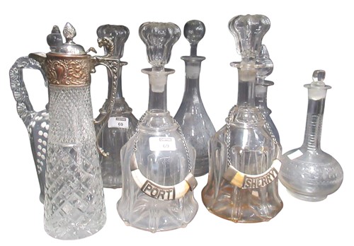 Lot 69 - Decanters: to include a blown glass pair, 18th...