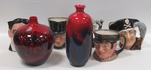 Lot 84 - Doulton Flambe vases: Flambe Woodcut low ovoid...