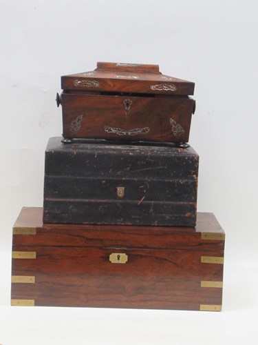 Lot 152 - A group of three boxes; a 19th century brass...
