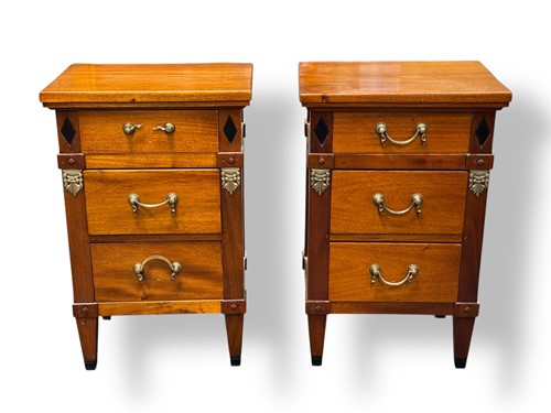 Lot 597 - A pair of modern French style mahogany bedside...