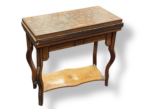 Lot 589 - A Syrian or Damascus mother of pearl inlaid...