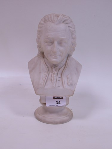 Lot 34 - A Parian bust of Carl Linnaeus, 22cm high