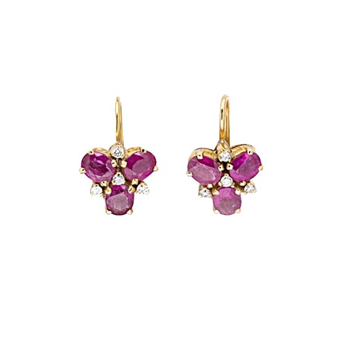 Lot 138 - A pair of ruby and diamond earrings