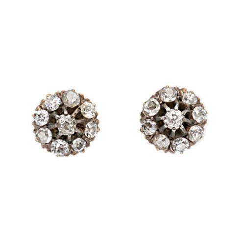 Lot 60 - A pair of diamond set cluster ear studs