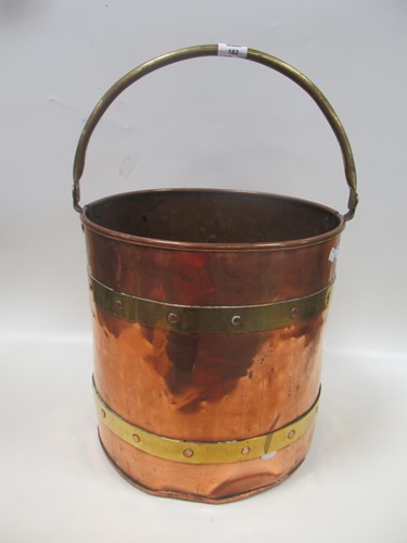 Lot 182 - A 19th century brass bound copper log bin, 37...
