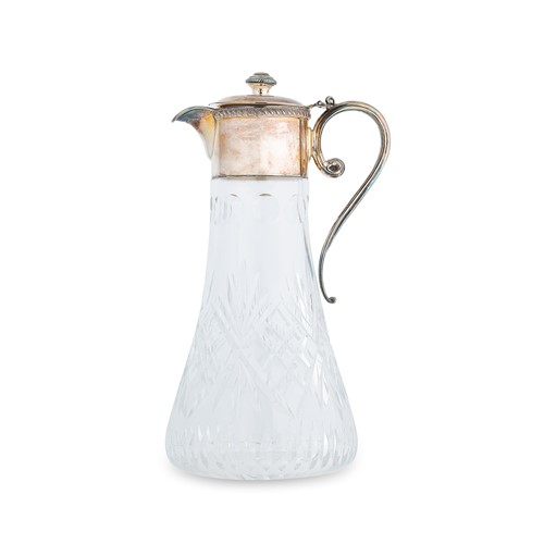 Lot 568 - An Elizabeth II silver mounted glass claret jug, mark of Asprey & Company