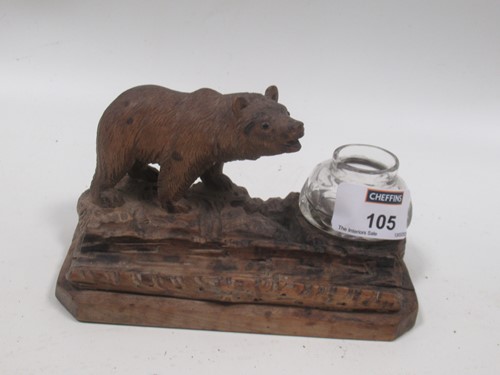 Lot 105 - A Black Forest inkwell with standing bear and...