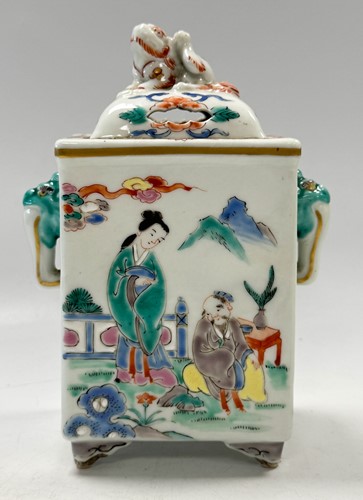 Lot 26 - A pair of Chinese censers in the famille verte palette