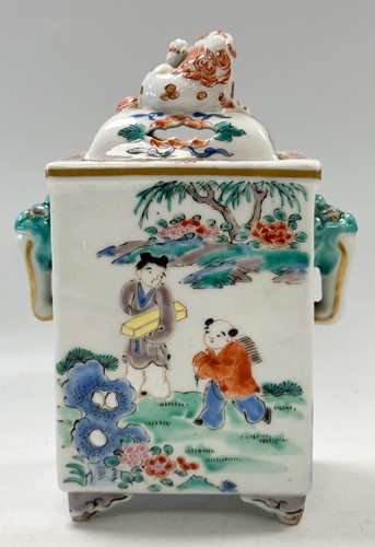 Lot 26 - A pair of Chinese censers in the famille verte palette