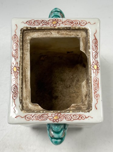 Lot 26 - A pair of Chinese censers in the famille verte palette