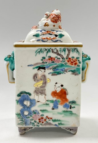 Lot 26 - A pair of Chinese censers in the famille verte palette
