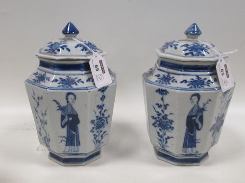 Lot 65 - A pair of Chinese blue and white vases and...