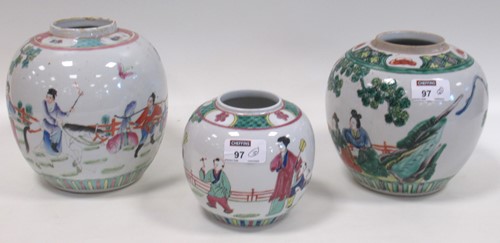 Lot 97 - A group of three Chinese ginger jars of...