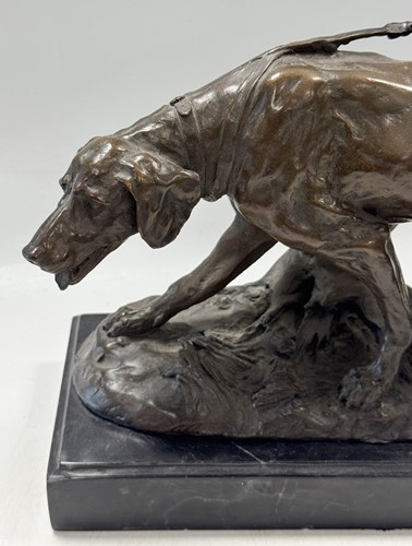 Lot 594 - After Antoine Louis Barye (1795-1875), a bronze model of a hunting dog, 20th century