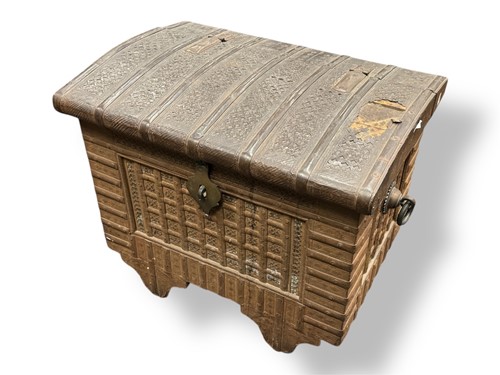 Lot 527 - A 20th Century Eastern metal clad trunk with...
