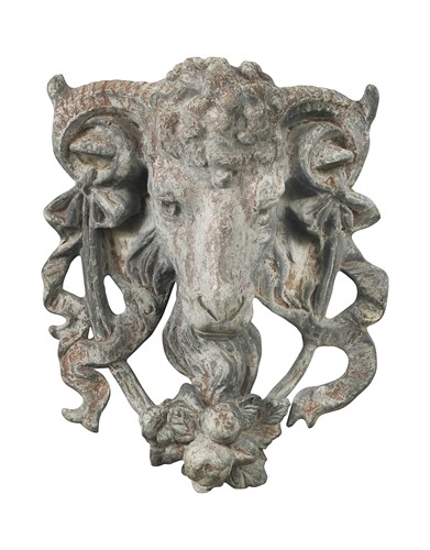 Lot 309 - A cast lead garden wall appliqué or fountain mask, 20th century