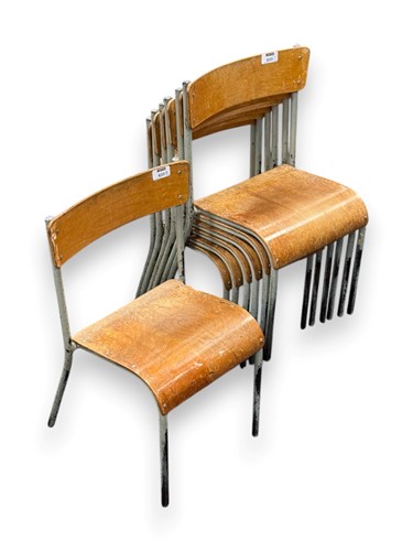 Lot 682 - A mid century set of 7 tubular steel and bent...